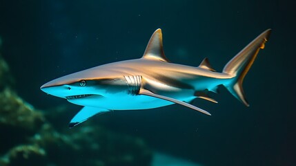 Obraz premium A shark swimming in the deep ocean