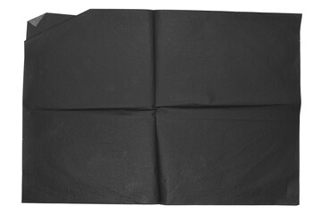 Graphic resources. Black grunge and old folded tracing paper background with copy space