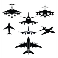 Essential Airplane Silhouettes: High-Quality Vector Set for Commercial & Creative Use