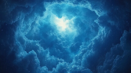 Fototapeta premium A stunning visualization of a blue nebula with sparkling stars depicting the mysteries of the universe in a cosmic scene.