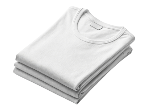 Soft white t shirts neatly stacked, showcasing clean and minimalistic style perfect for casual wear or layering