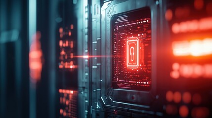 Obraz premium Cybersecurity System: Digital Fortress, Advanced Encryption, Data Protection, 