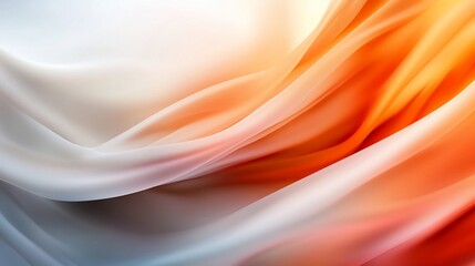 Obraz premium Flowing fabric, white and orange colors blending seamlessly. Smooth abstract art