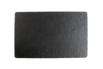  Stone board lies on white isolated background with space for text.