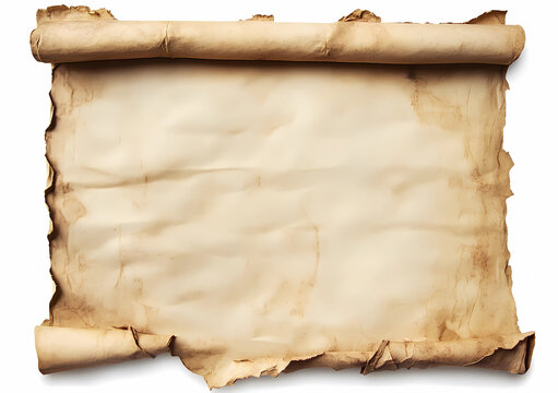 Vintage old paper scroll with rough texture and burnt edges