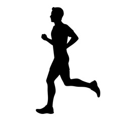 Silhouette illustration of a male athlete running