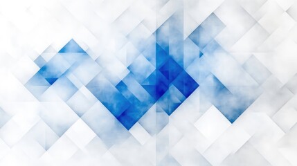 Obraz premium Abstract blue and white geometric pattern of overlapping translucent squares creating a modern digital background.