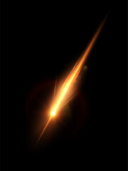 Bright glowing trail of comet, asteroid. Illustration of glowing trail of fire lines with sparks. Vector © Valeriia