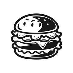 Illustration of a hamburger. Burger emblem. Vector illustration