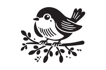 Cute Birds silhouettes isolated on white. Set of hand drawn cartoon birds. Vector icons design 
