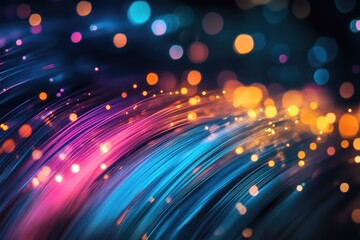 Abstract vibrant swirling lines with glowing particles