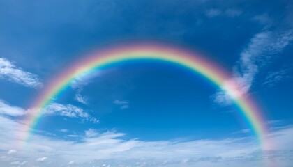 파란 하늘 위에서 두 개의 무지개가 교차하며 영원한 사랑을 상징