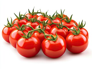 Fresh tomatoes with green leaves. tomatoes isolated on white background