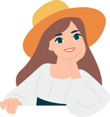 Smiling Woman Hat White