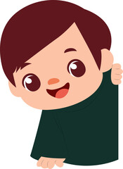 Happy Boy Peeking Corner