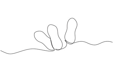 Peanut simple vector drawing. One continuous line art border, One single line drawing of whole healthy organic peanut for farm logo identity.