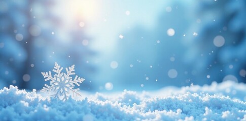 Fototapeta premium intricate snowflakes against pale blue winter sky , frosty details, serene landscape