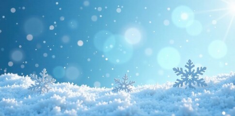 Naklejka premium intricate snowflakes against pale blue winter sky , hand drawn snowflakes, delicate designs