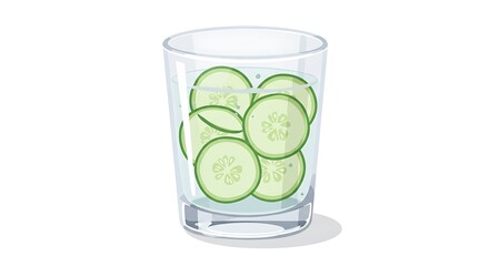 Refreshing Cucumber Water in Glass Illustration for Healthy Lifestyle Concepts