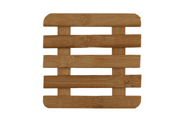 Single wooden coaster with rustic design resembling a pallet, close-up shot