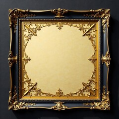 Luxury golden voucher with ornate black frame and vintage ornaments, golden voucher, premium product