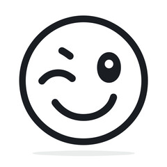 Fototapeta premium Winking smiley face representing playfulness and friendliness in a black and white design