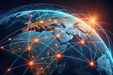 Innovative Global Digital Network: Visualizing Next-Gen Connectivity and Data Flow