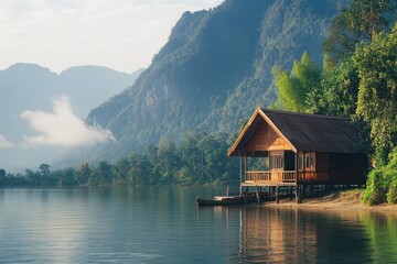 Fototapeta premium Lake Shore Cabin