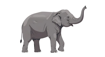 Obraz premium Gray Elephant Walking Isolated on White Background Simple Animal Illustration