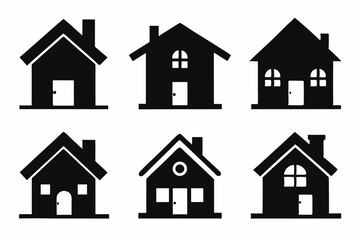 home icon set silhouette black vector