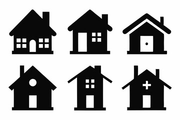 home icon set silhouette black vector