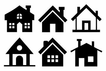 home icon set silhouette black vector