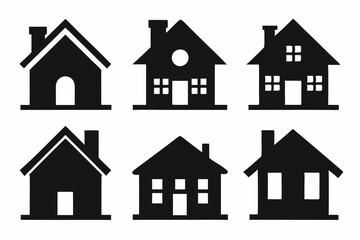 home icon set silhouette black vector