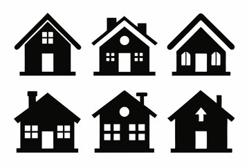home icon set silhouette black vector