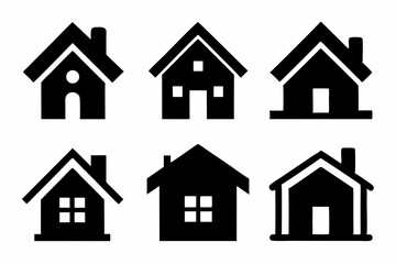 home icon set silhouette black vector