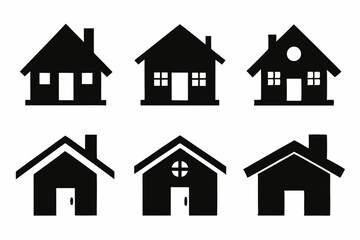 home icon set silhouette black vector