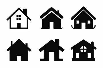 home icon set silhouette black vector