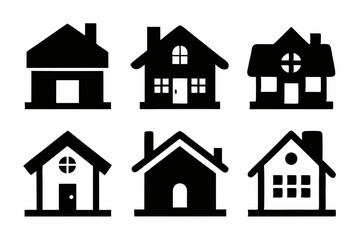 Fototapeta premium home icon set silhouette black vector