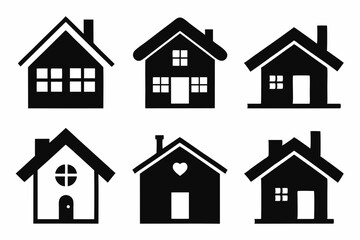 home icon set silhouette black vector