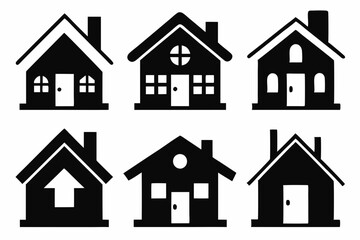 home icon set silhouette black vector