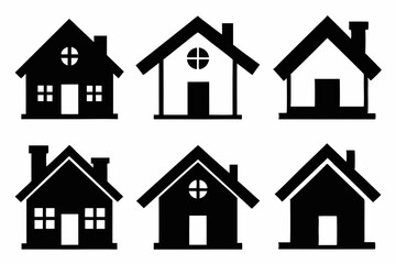home icon set silhouette black vector