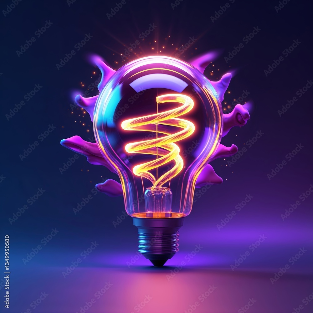 Poster illuminating bulb design with vibrant colors creating a striking visual effect in a modern setting