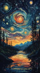 Obraz premium Celestial beauty capturing dreamy wallpapers of swirling galaxies