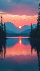Fototapeta premium Serene lake reflection tranquil nature wallpaper for peaceful viewpoints