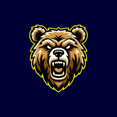 simple vector illustration logo sport of angry grizzly  bear