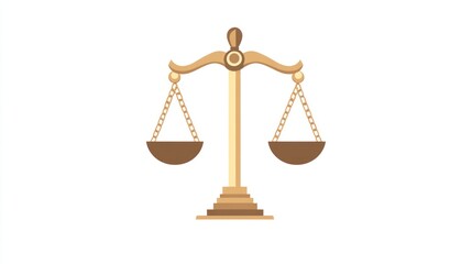 Justice Scales Illustration,  Symbol of Balance,  Isolated on White Background,  Suitable for Legal Themes