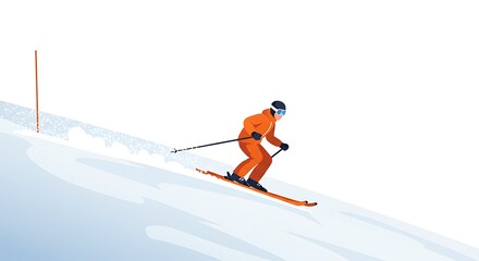 Skier Gliding Down Snowy Slope Enjoying Winter Sport Adventure