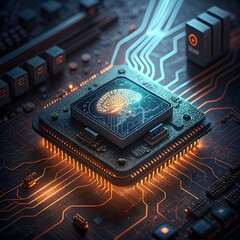 Fototapeta premium Revolutionary AI Chip Evolution: Empowering Next-Gen Circuit Board Innovation