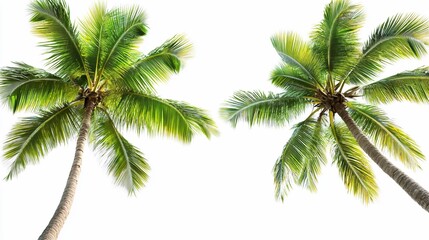 Tropical Palm Trees, White Background, Vacation, Summer