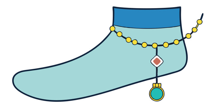 Boho Anket with Turquoise Charm. Stylish Foot Jewelry